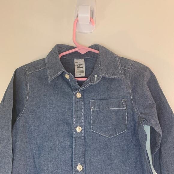 CARTER'S Boy’s Light Weight Denim Long Sleeve Button Down Shirt /Size: 18 MO - Picture 9 of 9